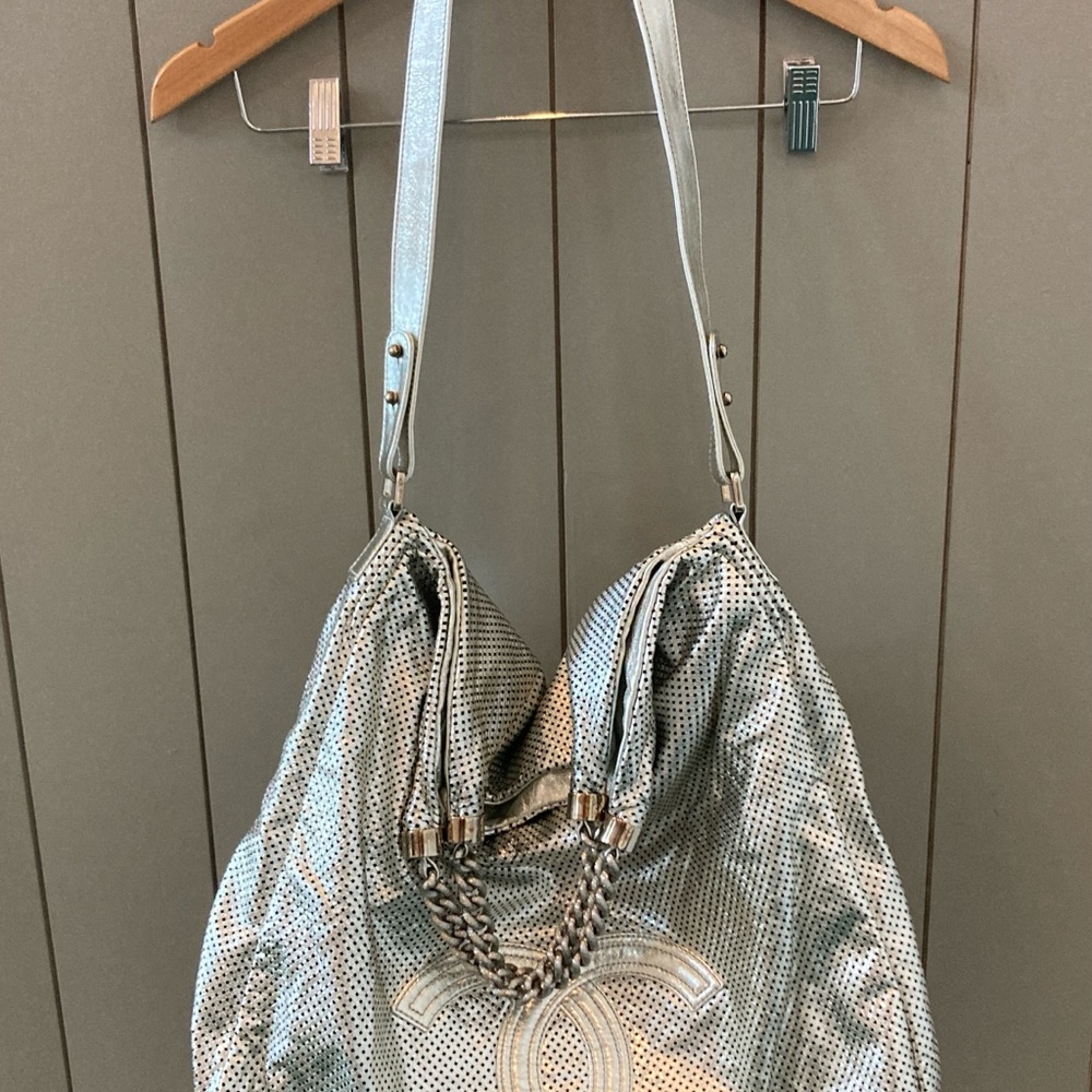 CHANEL Metallic Silver Shoulder Bag